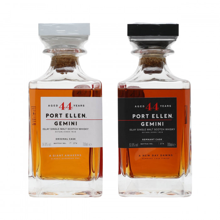port ellen 1978 44 year old gemini set original cask & remnant cask
